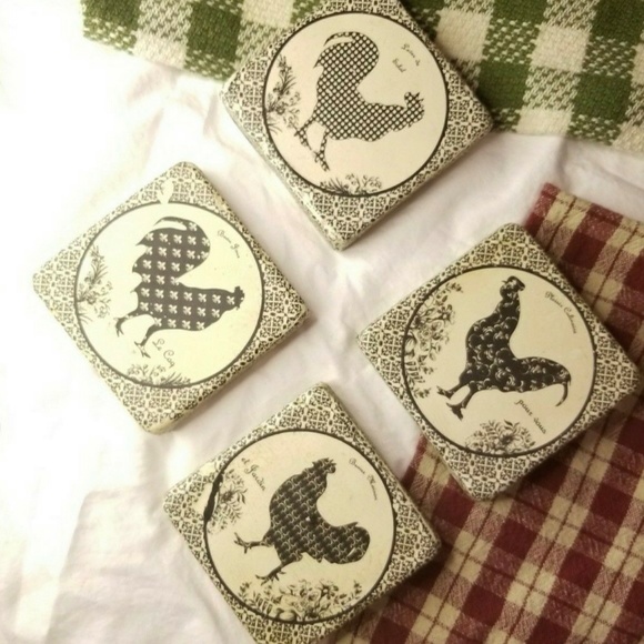 Rooster Hen Chicken Country Farmhouse Coasters Different Patterns Thick Designer - Picture 2 of 2